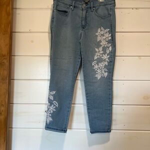 Floral Embroidered Blue Jeans